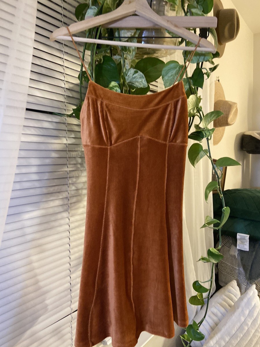 rust orange velvet dress Amber