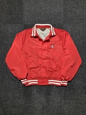 Vintage 70s Wisconsin Badgers Satin Chain Stitch Snap Up Jacket USA Size Large