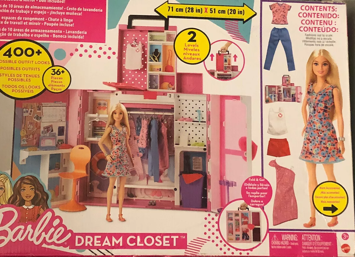 Playset com Boneca e Acessórios – Barbie Dream Closet – Novo