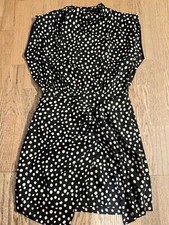 GORGEOUS ZARA BLACK CREAM POLKA DOT MINI DRESS M 9878 / 080