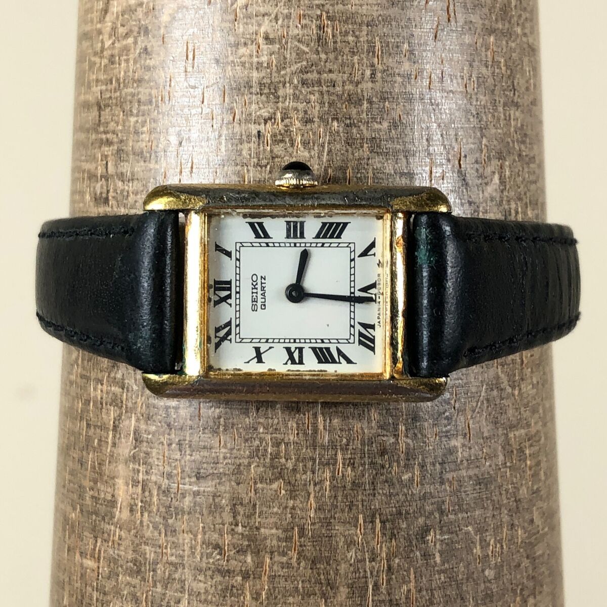 Seiko Women 1400-5030 Black Leather Square Stainless Steel Seiko Women 1400-5030 Black Leather Square Stainless Steel