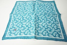 Isaia Blue White Paisley 100 Linen Pocket Square Italy New