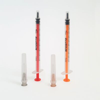 100 x Zarys dicoSULIN Insulin U-100 Einwegspritze 1 ml Spritze mit Kanüle Nadel