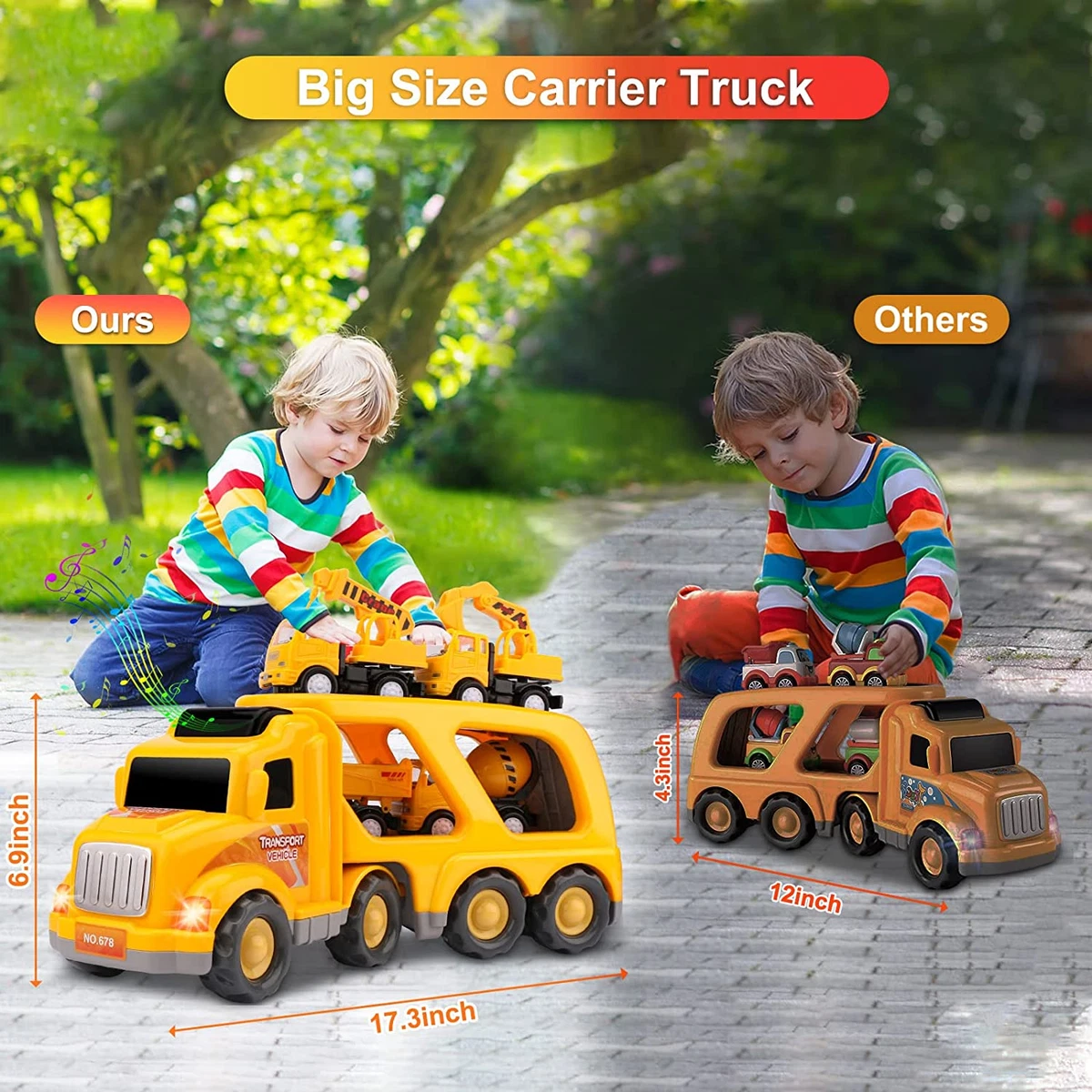 Kids Toys Car for Boys: Boy Toy Trucks for 1 2 3 4 5 6 Year Old