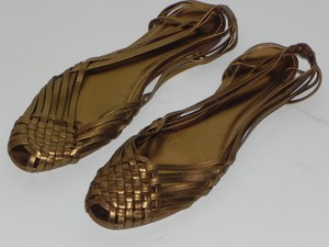 gold woven sandals