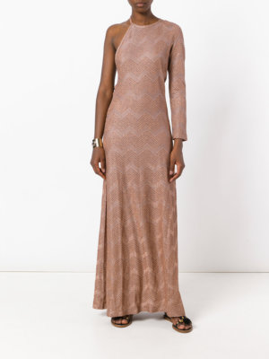 m missoni one shoulder dress One-shoulder cover up dress in wave motif crochet