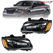 For Chrysler 300 2011-2014 Headlight Black Housing Halogen Type Right&Left Side