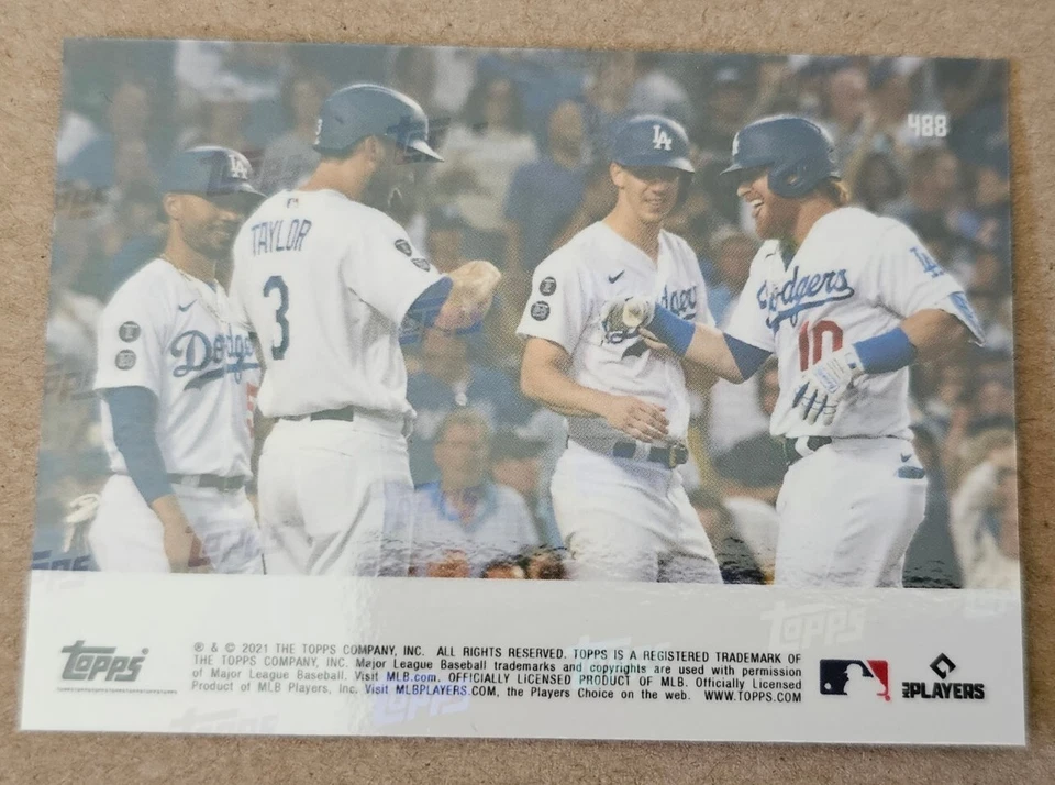 Topps Now 2021 488 Dodgers 8 HRs 2 Grand Slams rojo/10 Bellinger Pujols Betts Foto 2 de 2