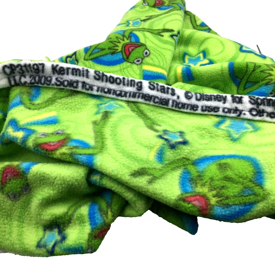 Manta polar hecha a mano Kermit the Frog "Shooting Stars" Disney. 74"x57" Foto 4 de 4