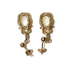 14k yellow gold .02ct diamond natural opal gemstone dangle earrings estate — photo 8