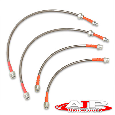 Silver 4PC F+R Racing Stainless Steel Brake Line Kit For 1981-1983 Mazda RX-7 FB