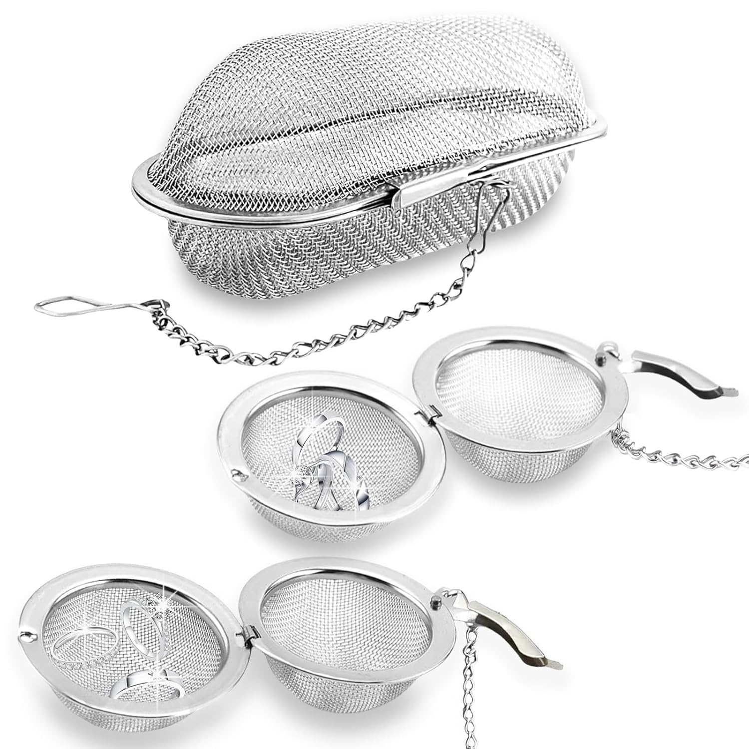 3Pcs Ultrasonic Cleaner Basket Stainless Steel for Ultrasonic Jewelry Cleaner