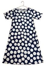 UNIQLO x Marimekko Dot Print Knee-Length Dress S Navy Casual
