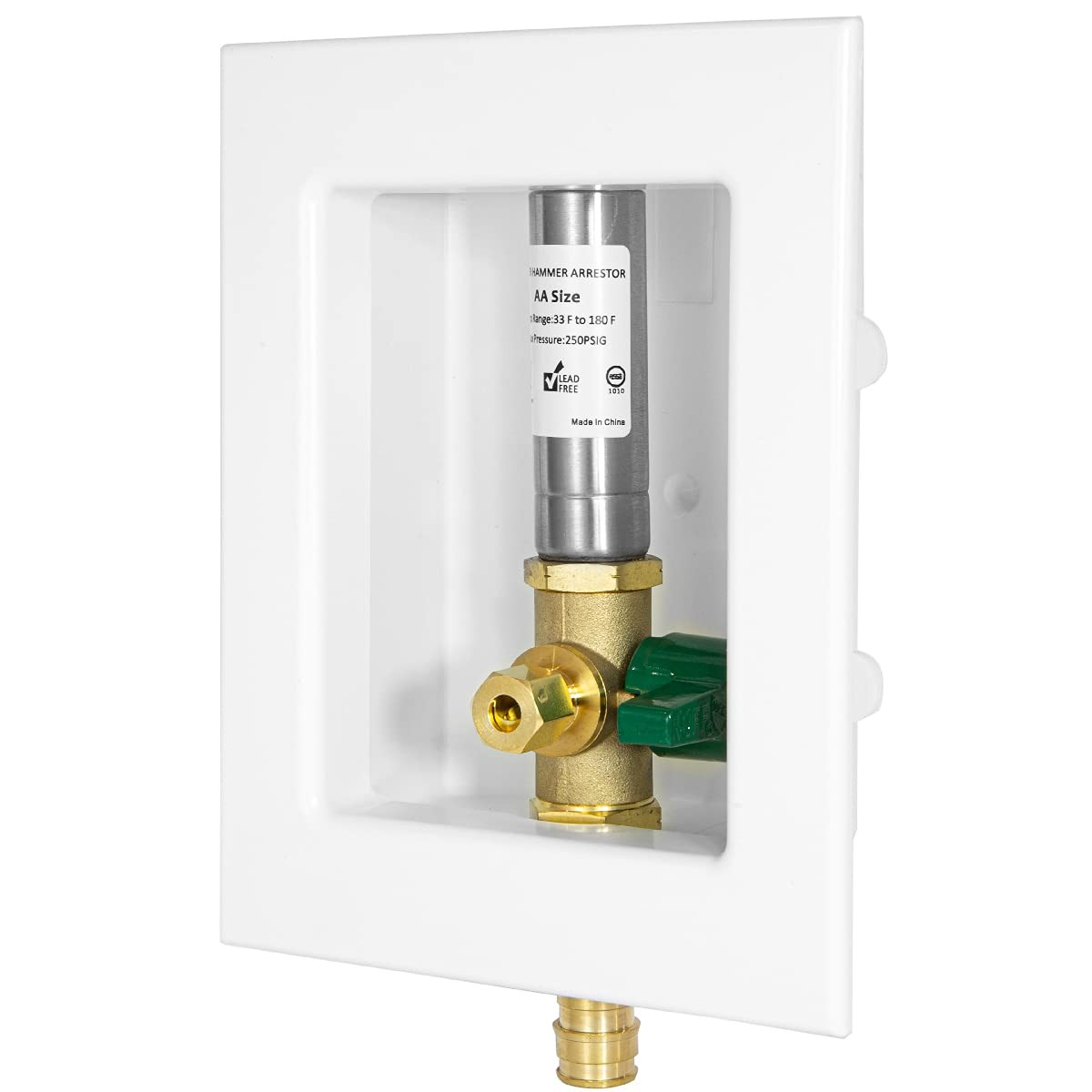 1/2" Pex Expansion Ice Maker Outlet Box With Stainless Steel Arrestor 1 PCS