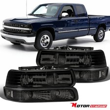 New Smoke Headlights W Bumper Light For 99-02 Silverado 00-06 Tahoe Suburban New Smoke Headlights W Bumper Light For 99-02 Silverado 00-06 Tahoe Suburban