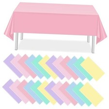 24Pcs Pastel Tablecloths,Plastic Mix Color Tablecloth 24pcs Pastel Rectangle