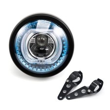 Motorcycle Headlight 5.75 inch Round LED with Mounting Brackets style C