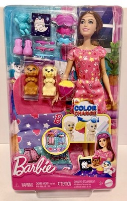 Barbie Doll Puppy Playset with 2 Toy Dog Figures & 10+ Accessories Slumber Party