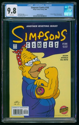 #ad SIMPSONS COMICS #144 2008 CGC 9.8 BONGO COMICS $119.95