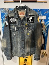 Custom Heavy Metal Patch Levi  s Denim Jacket Size XL , Faded Denim VGC