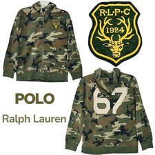 Polo Ralph Lauren RLPC Vintage Sweatshirt Hoodie Camo Full Zip Boys Sz L 14-16 