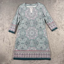 Coolibar Dress Womens Sz Small Green Pink Oceanside Tunic Resort Mandala UPF 50+