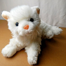 Animal Alley White Cat Plush Blue Eyes Realistic Kitten Laying Down 9" Toys R Us