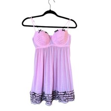 Charlotte Russe Y2K Pink  Black Babydoll Lingerie 36B Sheer Ruffle Hem Coquette