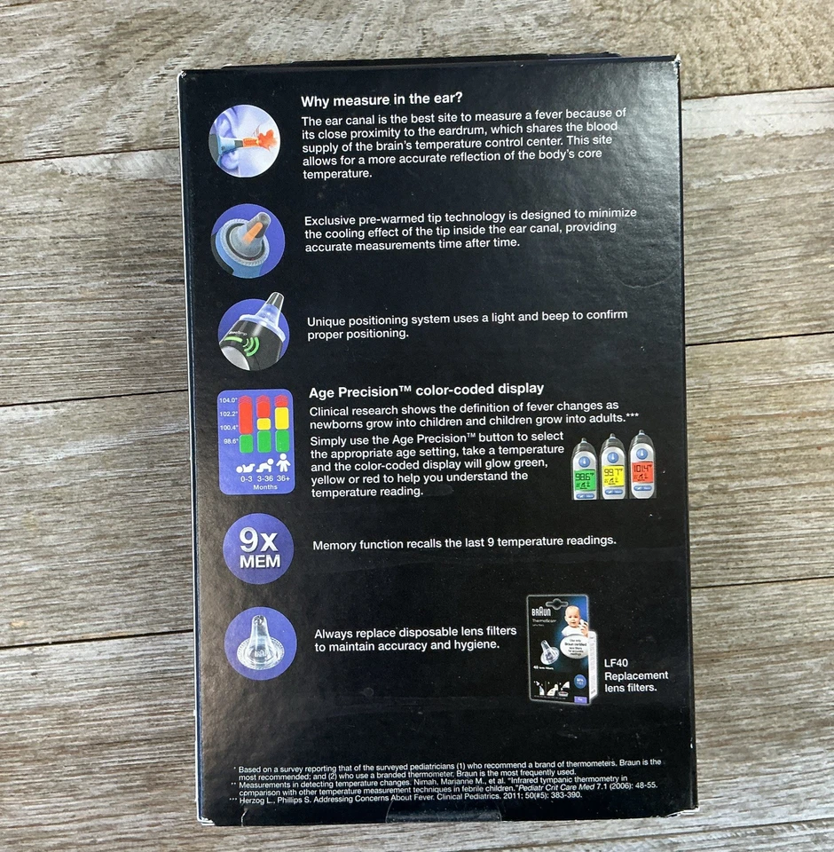 Termómetro intrauditivo digital infrarrojo alimentado por batería Braun IRT6520US Foto 3 de 3