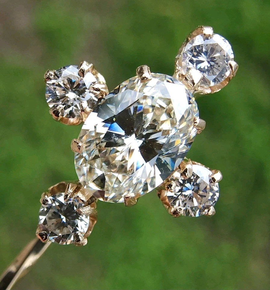 10 Ct Certified Treated Off White Diamond Solitaire Lapel Stick Pin,  925 Silver - Image 4 of 4