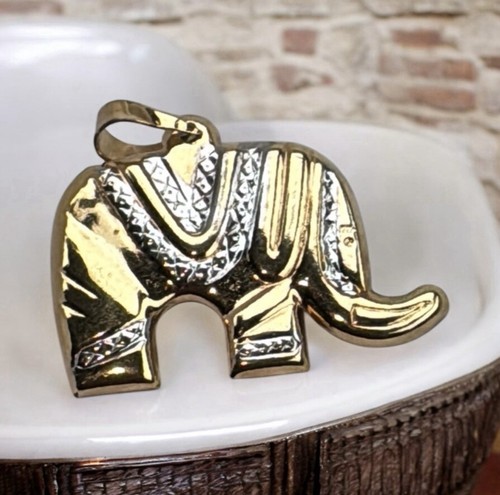 Gold and Silver ElephantPendant EUC