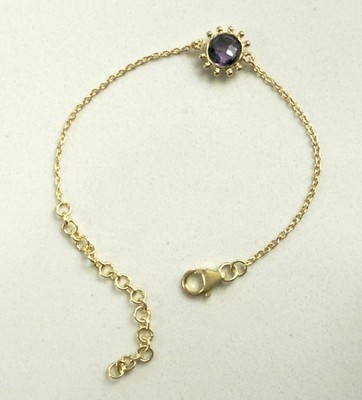 Sterlingsilber Amethyst zierliches minimalistisches Armband 5,5 + 2'' Verlängerungslänge