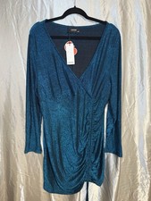 Cider Glitter Ruched Asymmetrical Mini Dress Plus Size 2XL