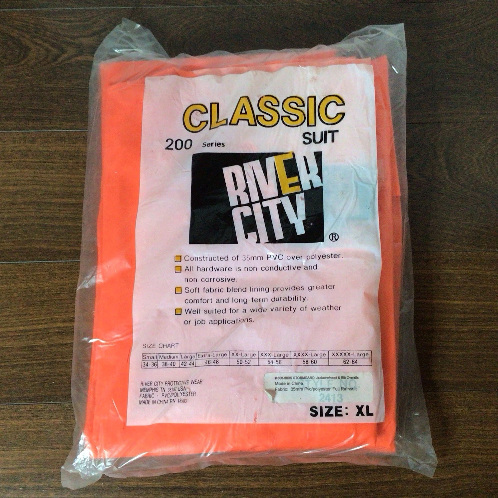 River City Classic 200 Series Protective 3 Piece Suit 2413 Orange XL Extra Large image 1