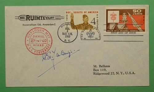DR WHO 1960 BELGIUM SPACE ROCKET MAIL SIGNED EZ #15C1 FDC BOY SCOUTS w8095