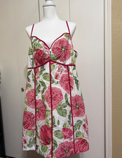 Adelyn Rae Women's Embroided Dress XXL Floral Spaghetti Strap White Red Green