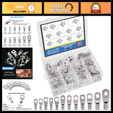 105Pcs Heavy Duty Wire Lugs Battery Cable Connectors - Tinned Copper Eyelets T