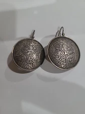 Silpada Sterling 925 Silver Etched Asian Dragon Disc Earrings W1228