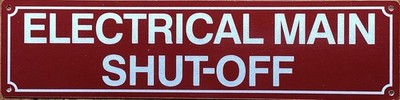 ELECTRICAL MAIN SHUT OFF SIGN (RED ,REFLECTIVE, ALUMINIUM, 3X12 INCH)-S