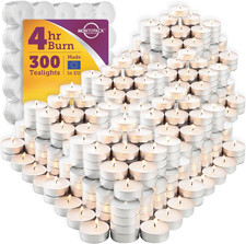 Unscented White Tealight Candles Bulk 300 4 Hours of Smokeless, Dripless, Lo