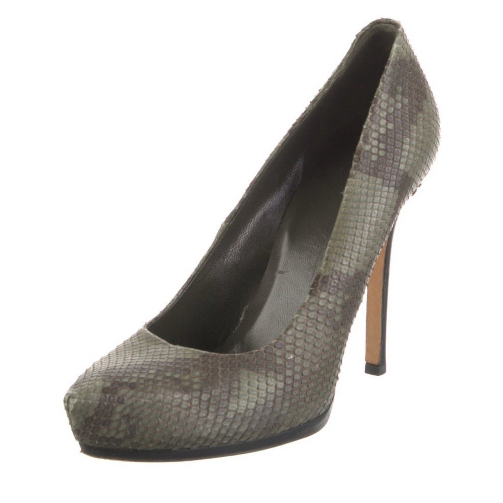 AUTH GUCCI Green Python Snakeskin Platform Pump S… - image 2