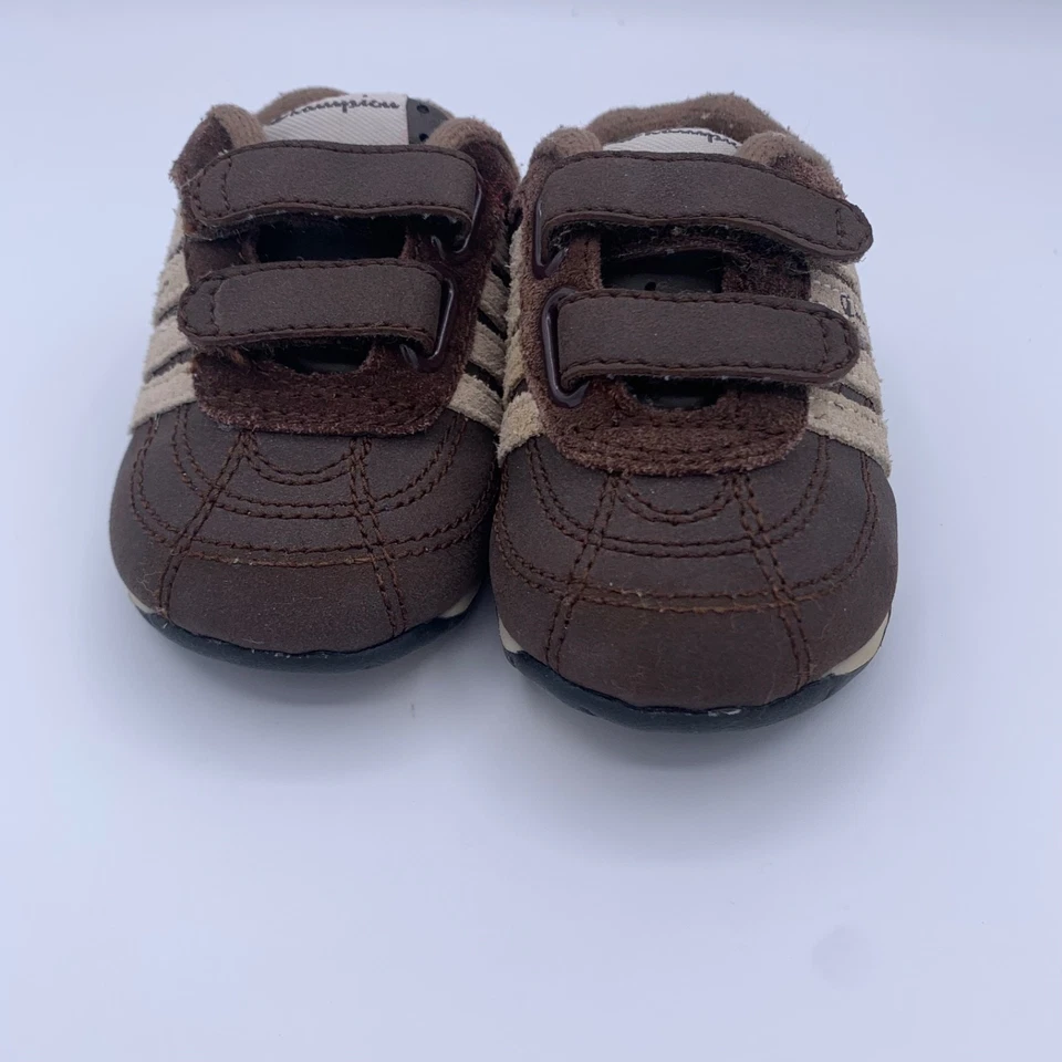 Champion Infantil Bebé Zapatos Marrón/Tostado Gamuza Cuero Tenis Talla 3W Suela Dura Foto 4 de 4