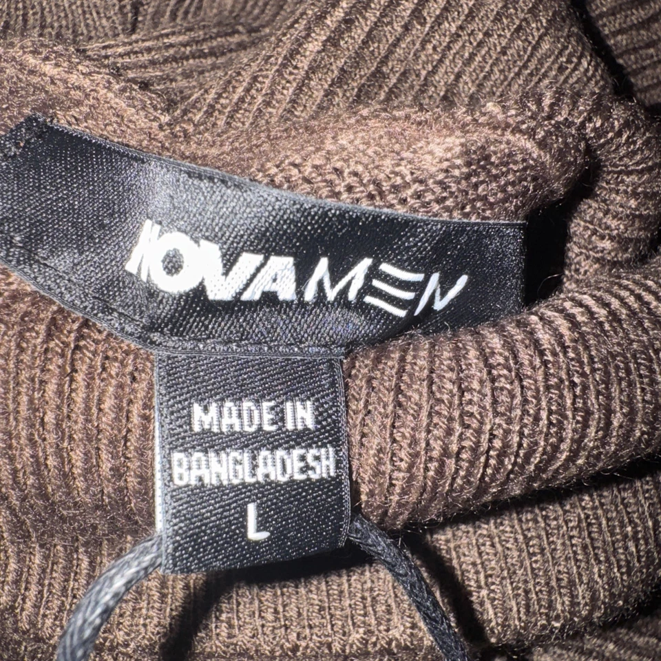 Suéter Pullover Cuello Alto Hombre DeAngelo Manga Larga Chocolate Talla Grande Foto 3 de 4