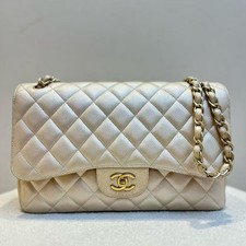 Chanel Classic Jumbo Double Flap Bag Champagne Gold Caviar Gold Hardware Auth