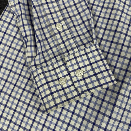 Hagger Classic Fit Premium Comfort Dress Shirt 16-16 1/2 Blue Check Cotton - Picture 3 of 11