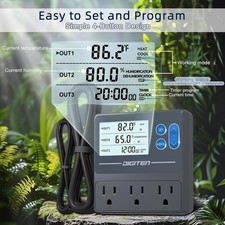 Reptile Temperature and Humidity Controller with Timer Outlet, Day-Night Func...