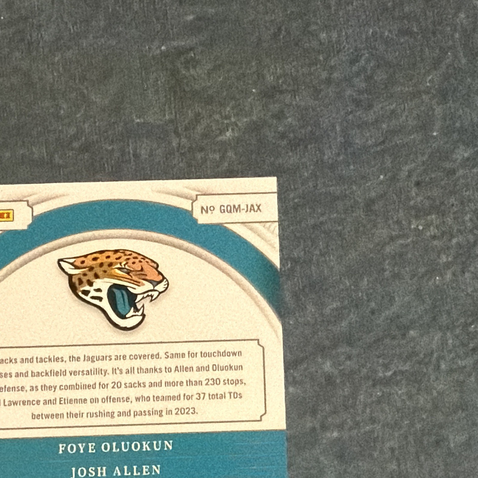 2023 National Treasures NFL Gear Quad Swoosh  Lawrence/Etienne/Allen/Oladuk 1/1 view 9