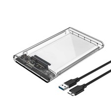 2.5 Inch External Hard Drive Enclosure, SATA to USB 3.1 Tool-Free Clear for 2...
