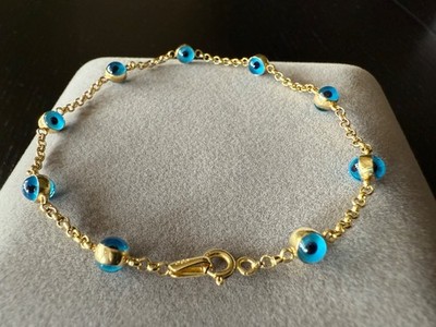 Bracelet bangle 585 Yellow gold approx. 2.9 g 19 cm with Turkish eyes/Nazar