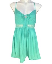BCBGeneration Dress Size 6 Turquoise Adjustable Straps & Tie-Front Crochet Trim